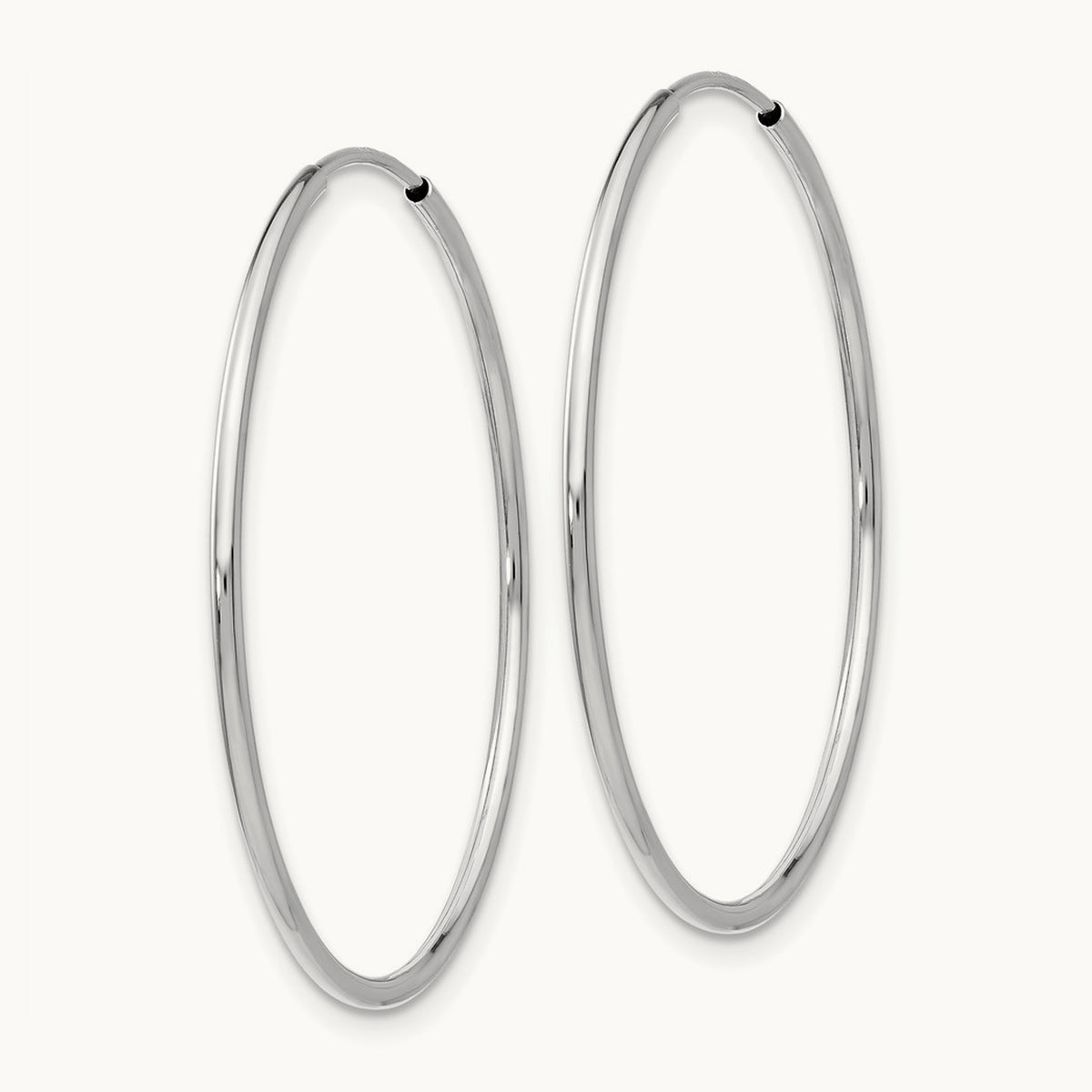 Polished Endless Tube Hoop Earrings, 1.20mm, 14K White Gold