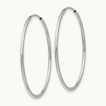Polished Endless Tube Hoop Earrings, 1.20mm, 14K White Gold