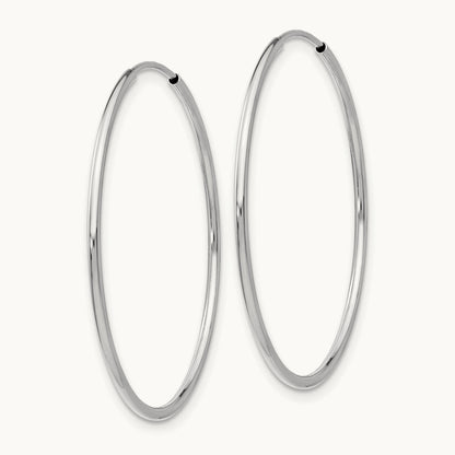 Polished Endless Tube Hoop Earrings, 1.20mm, 14K White Gold