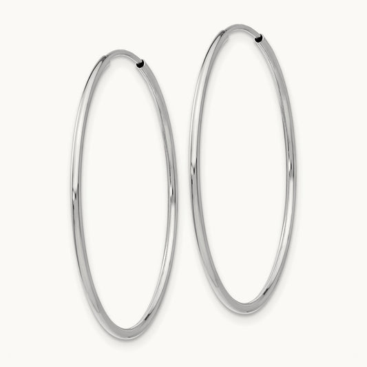Polished Endless Tube Hoop Earrings, 1.20mm, 14K White Gold