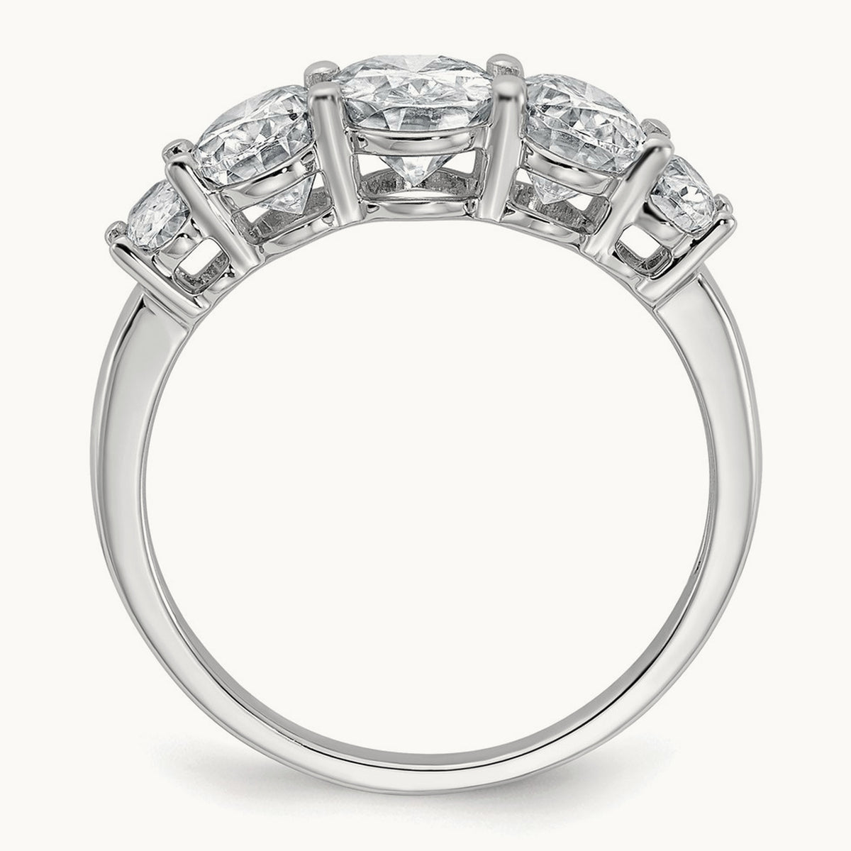 5 Stone Band, 3.50 ct tw Lab-Grown Diamond — 14K White Gold