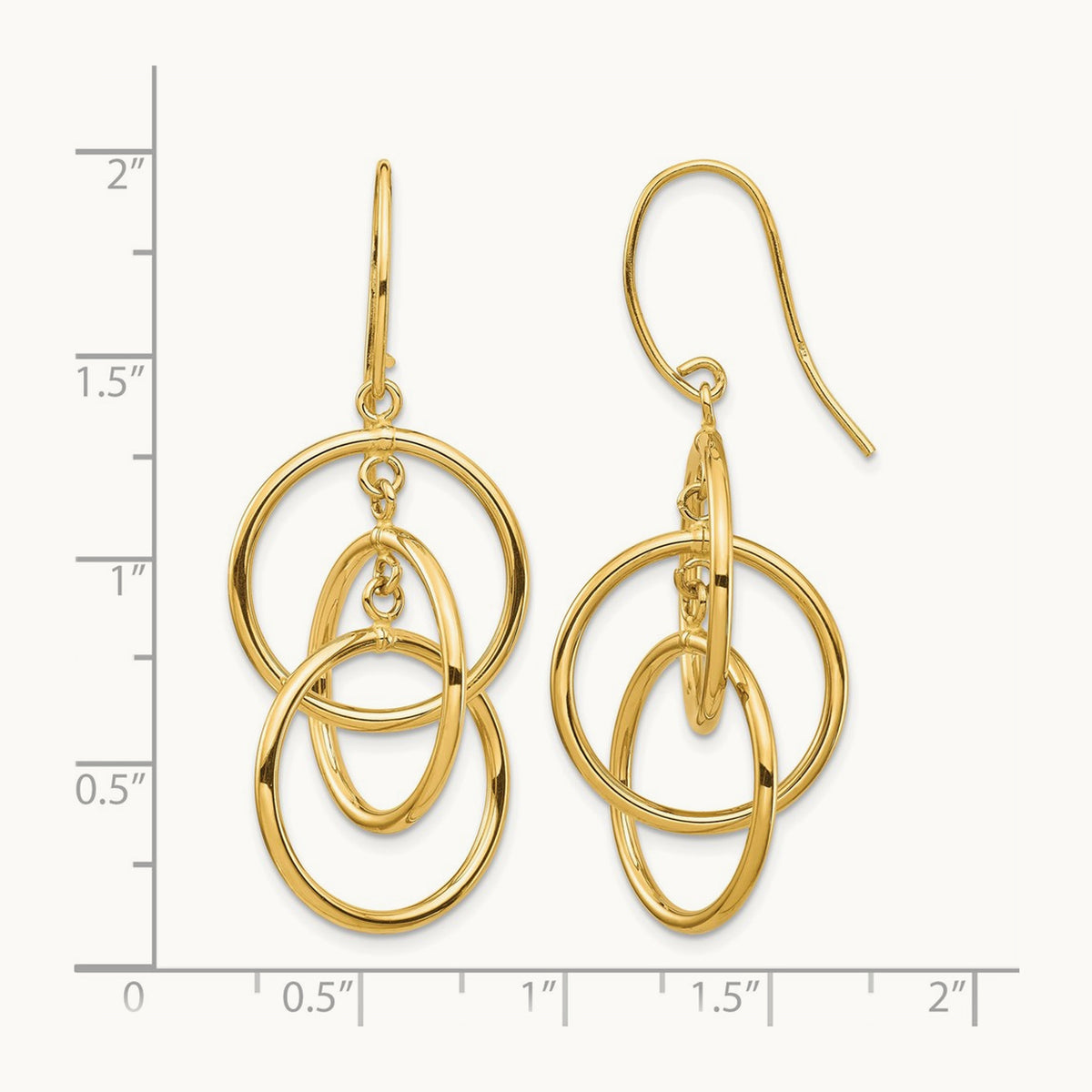 Polished Circles Dangle Earrings — 14K Yellow Gold