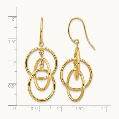 Polished Circles Dangle Earrings — 14K Yellow Gold