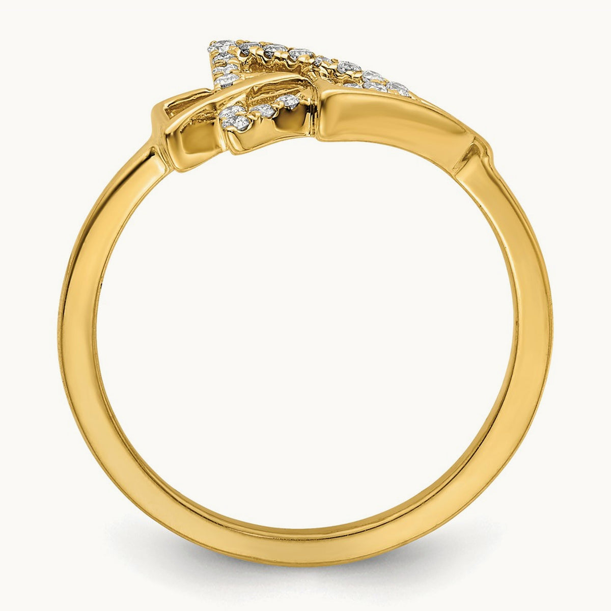 Polished Triple Triangle Diamond Ring, 14K