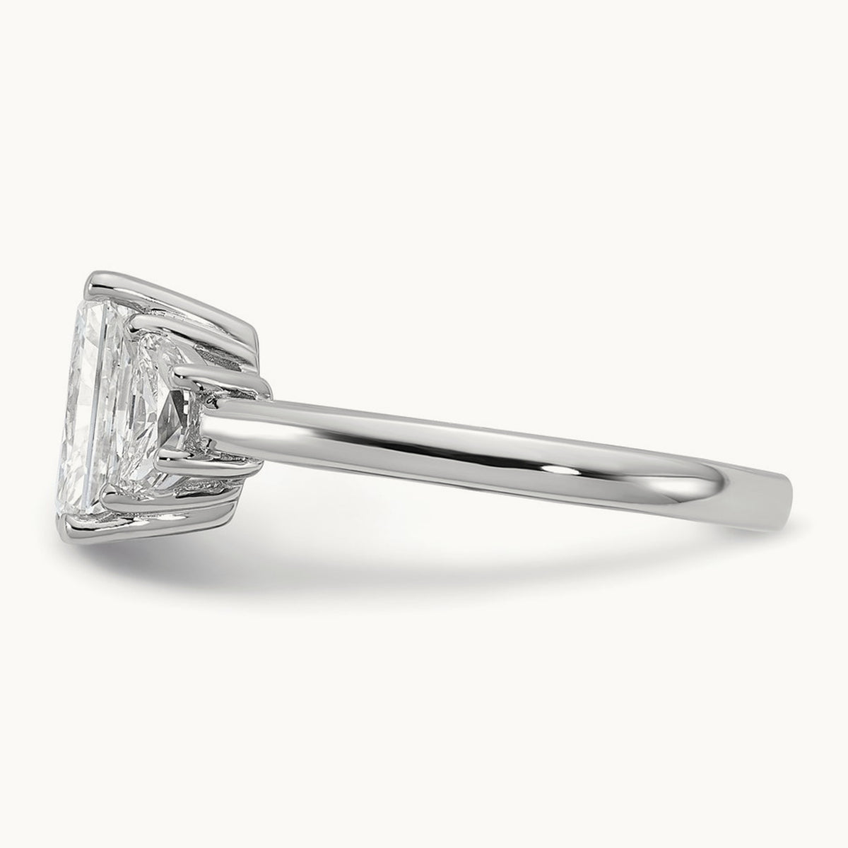 Radiant & 1/2 Moon Engagement Ring, 1.25-4.00 ct tw Lab-Grown Diamond — 2 1/2 ct, 14K White Gold