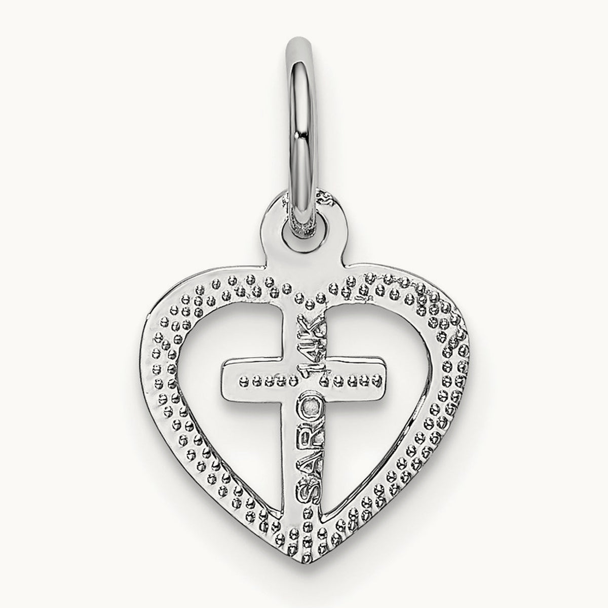 Cross in Heart Charm — 14K White Gold