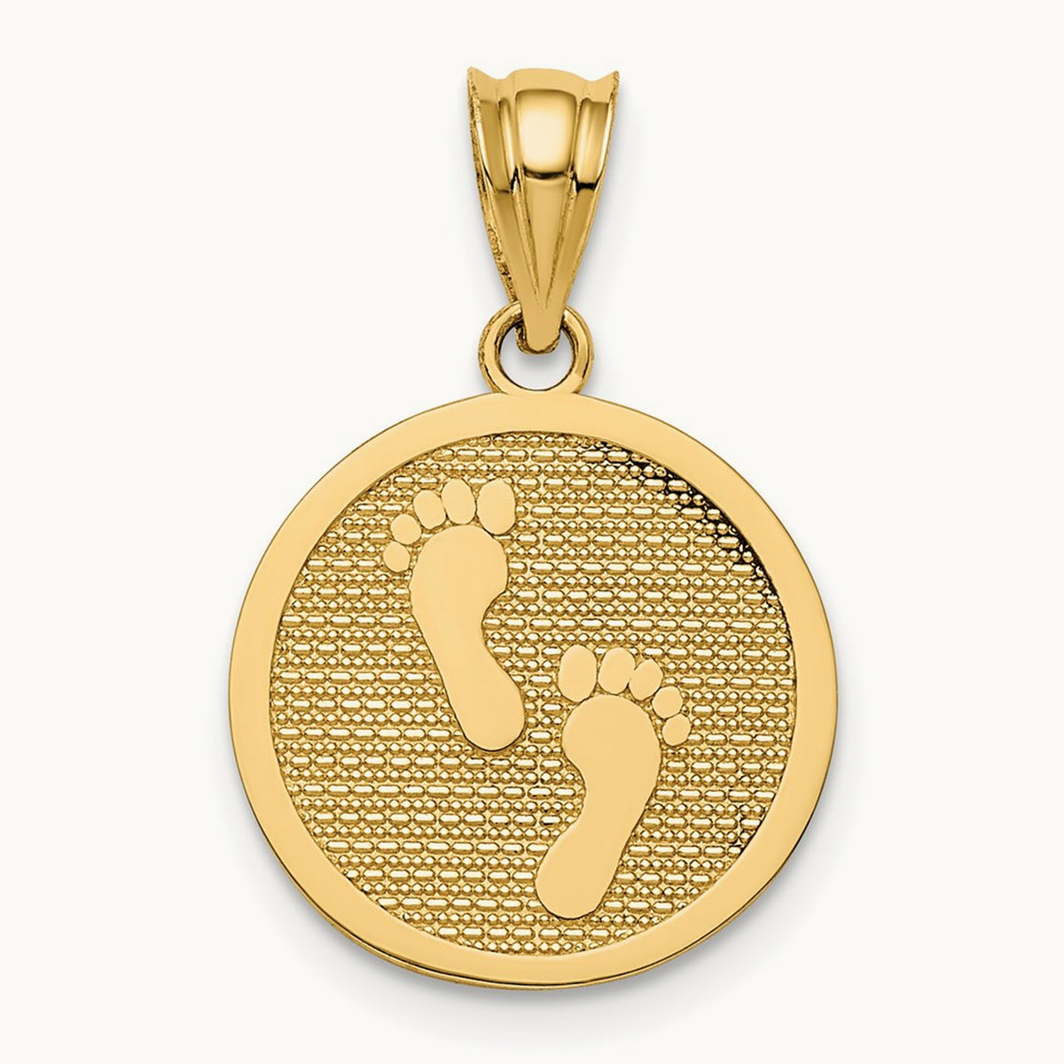 Polished Reversible Have Faith/Footprints Pendant, 14K