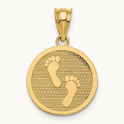 Polished Reversible Have Faith/Footprints Pendant, 14K