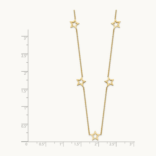 Star w/2in Extension Necklace, 14K Yellow Gold
