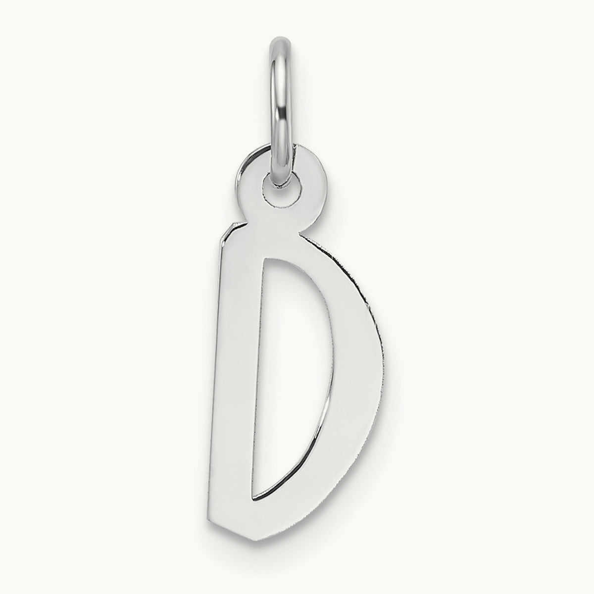 Slanted Block Initial Charm — 14K White Gold, D