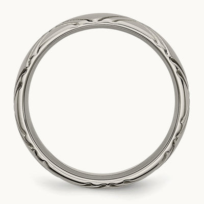 Brushed and Polished Criss-cross Design Band, 6mm, Titanium