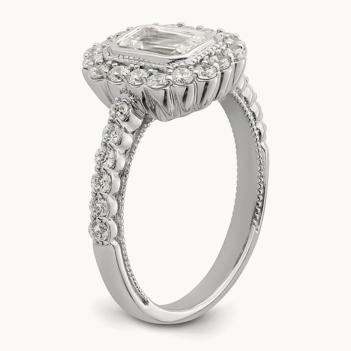 Halo Emerald Bezel Semi-Mount Ring — 1 ct, 7