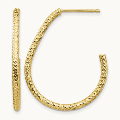 Polished Diamond-cut Post Dangle Earrings — 14K Yellow Gold