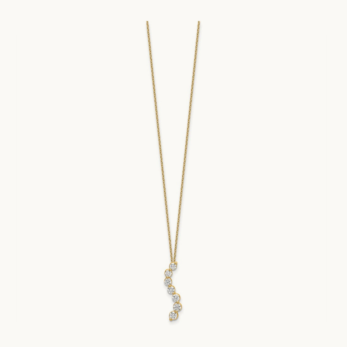 14kyg 7 Stone Curved Bar Necklace, 0.75 ct tw Lab-Grown Diamond