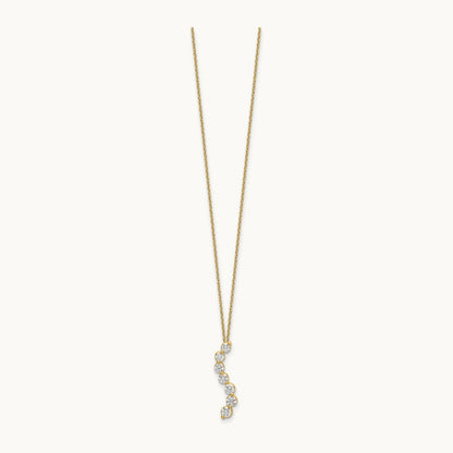 14kyg 7 Stone Curved Bar Necklace, 0.75 ct tw Lab-Grown Diamond