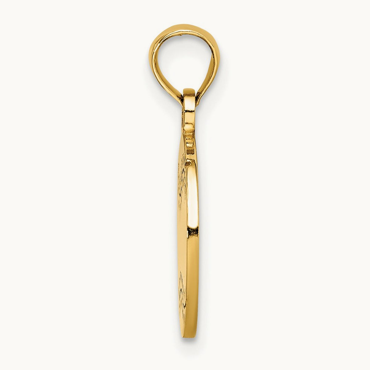 Polished and Textured Flat Baseball Charm, 14K