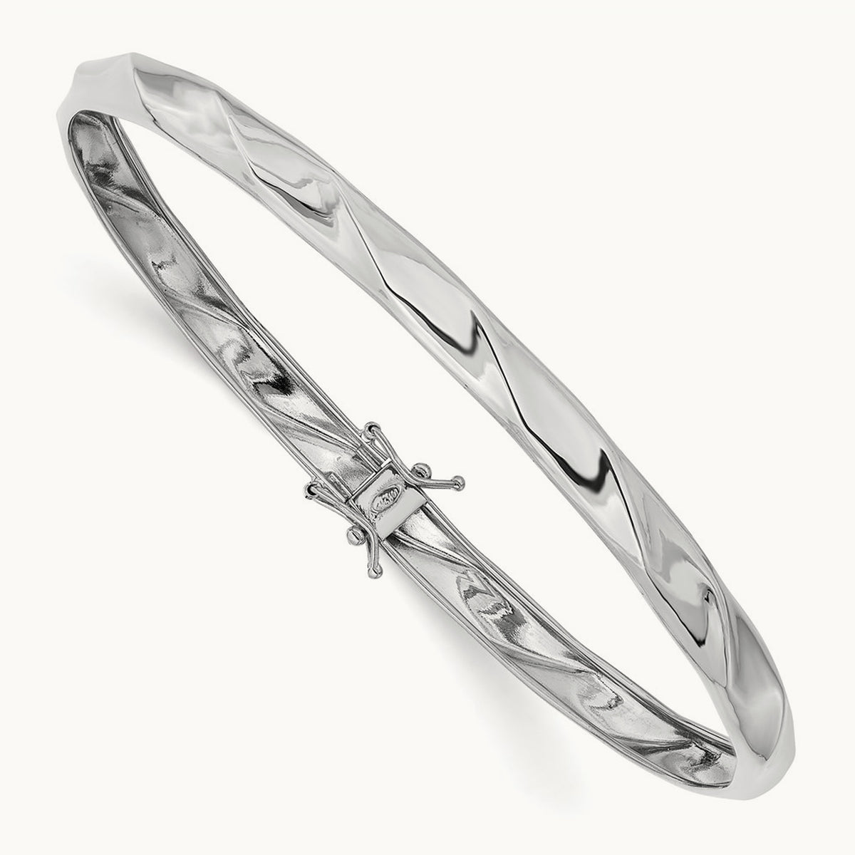 Polished Twisted Flexible Bangle — 14K White Gold