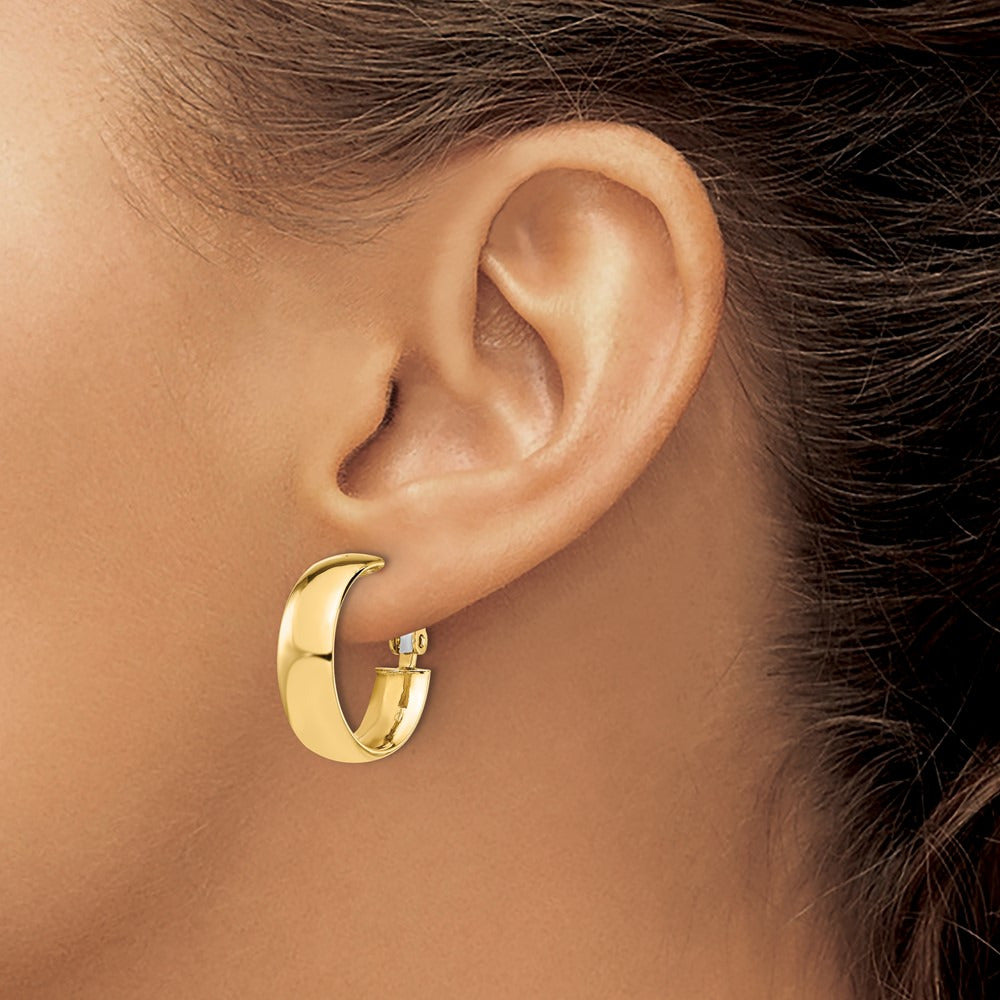 Polished Omega Back Hoop Earrings — 18mm