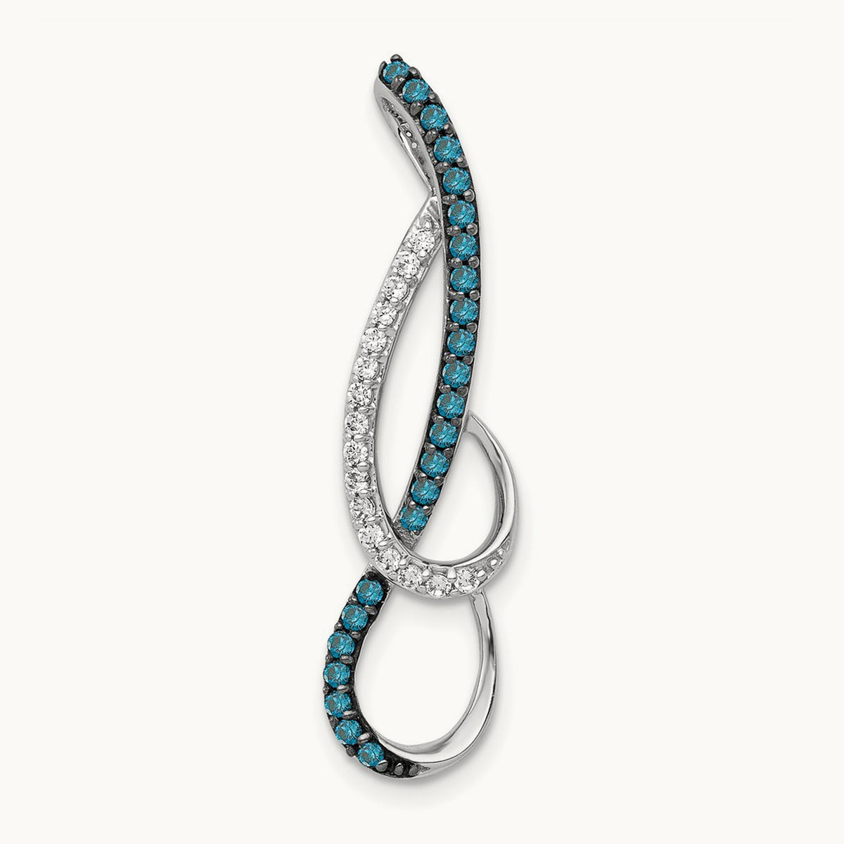 1/4ct. Blue and White Diamond Fancy Chain Slide, 14K White Gold