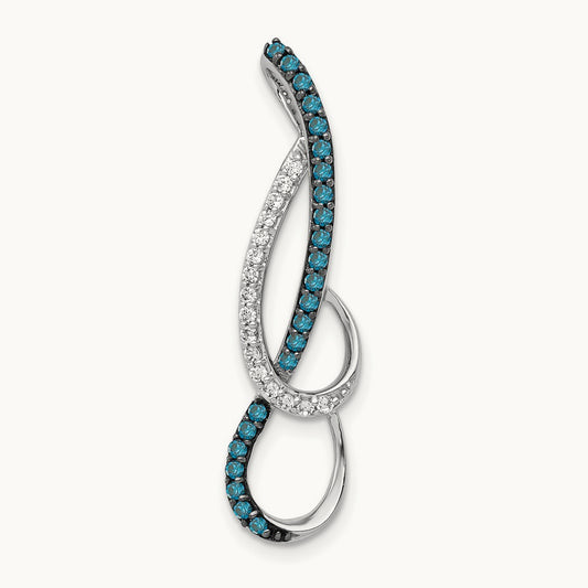 1/4ct. Blue and White Diamond Fancy Chain Slide, 14K White Gold