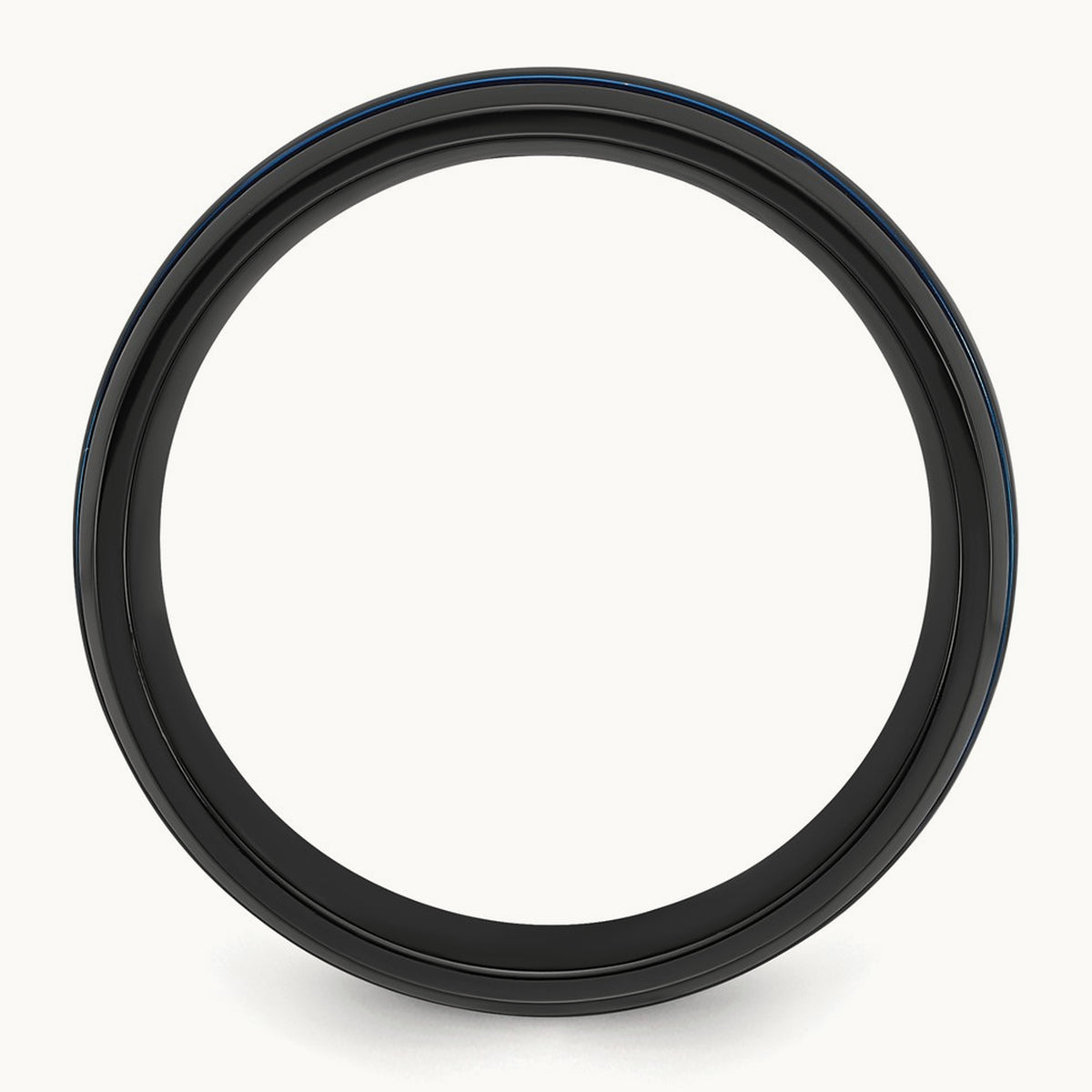 Black Zirconium Polished Blue IP-plated Band, 8mm