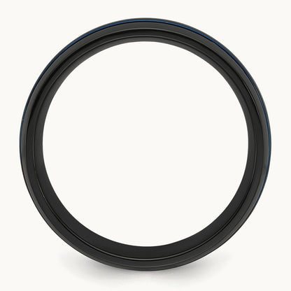 Black Zirconium Polished Blue IP-plated Band, 8mm