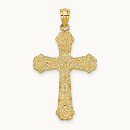 Hearts Cross Pendant, 14K Two-tone