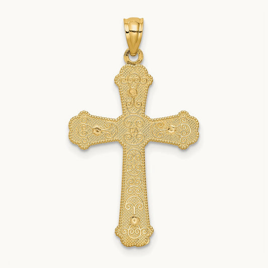 Hearts Cross Pendant, 14K Two-tone