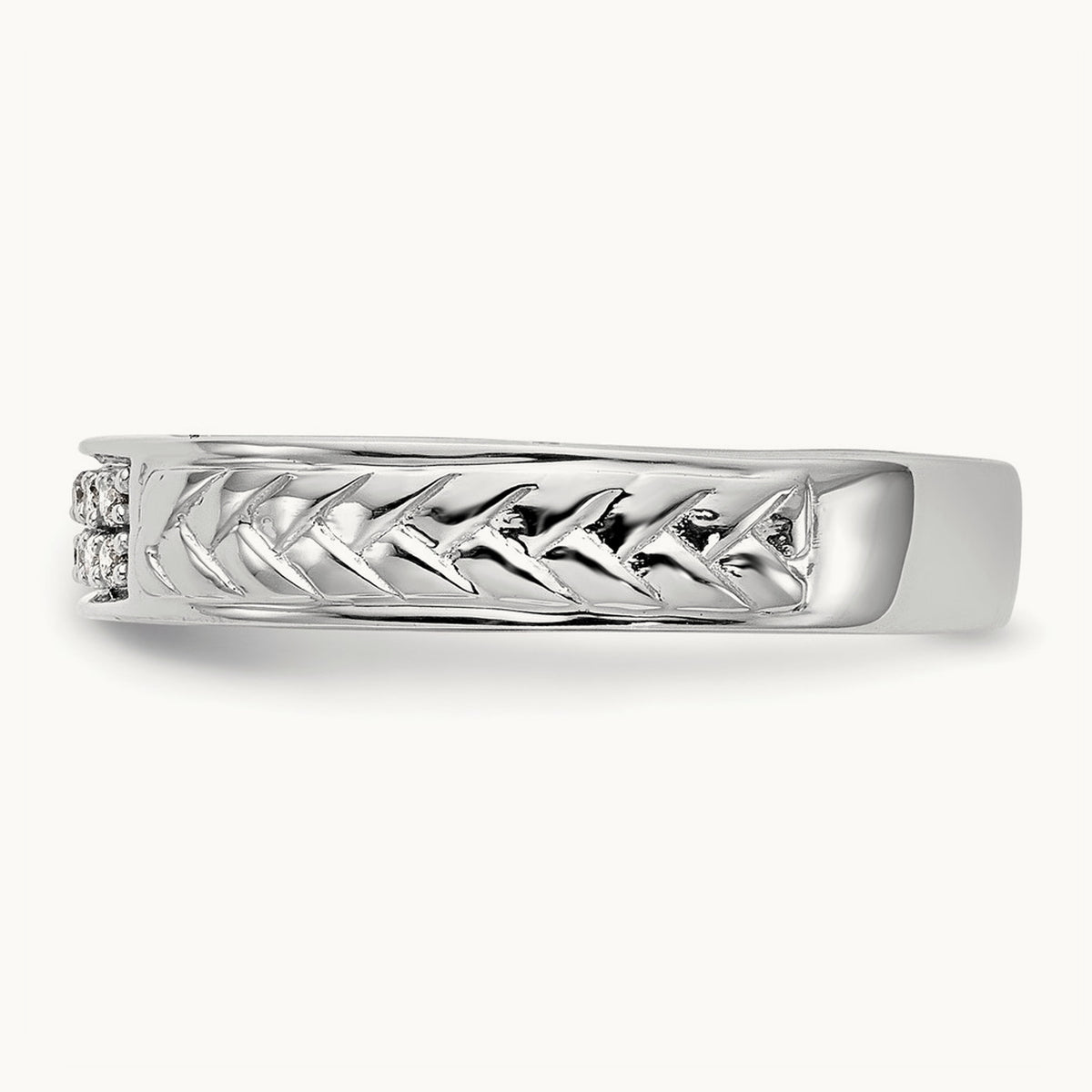 Diamond Trio Ladies Wedding Band, 10K White Gold
