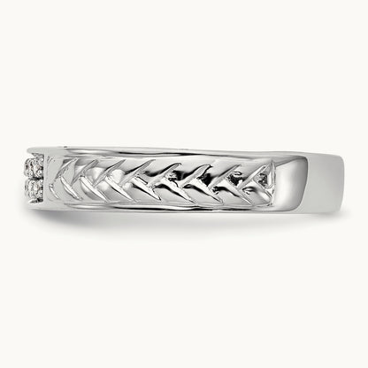 Diamond Trio Ladies Wedding Band, 10K White Gold