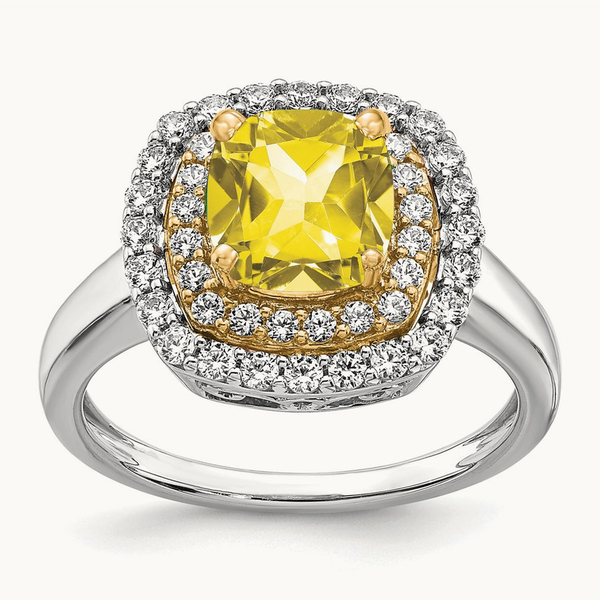 Created Yellow Sapphire Ring, 0.50 ct tw Lab-Grown Diamond