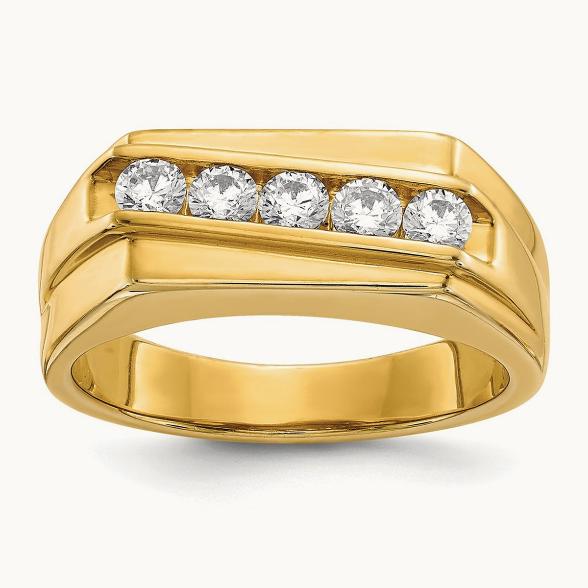 Diamond 5-stone Mens Ring, 14K