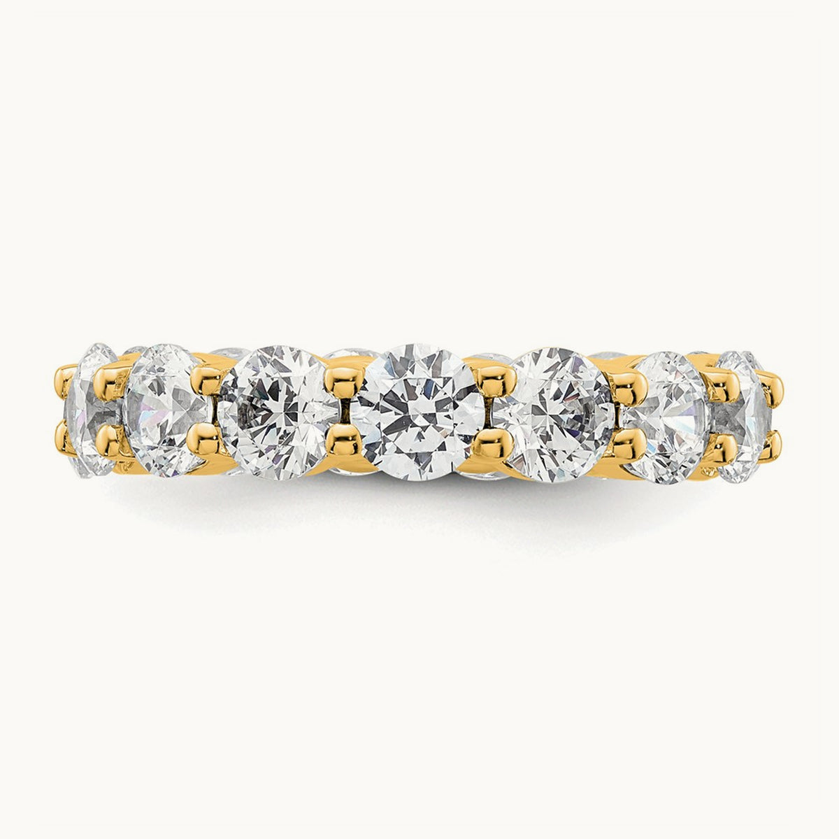 Polished Shared Prong Diamond Eternity Band, 4.00 ct tw — 14K Yellow Gold