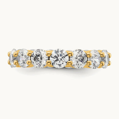 Polished Shared Prong Diamond Eternity Band, 4.00 ct tw — 14K Yellow Gold
