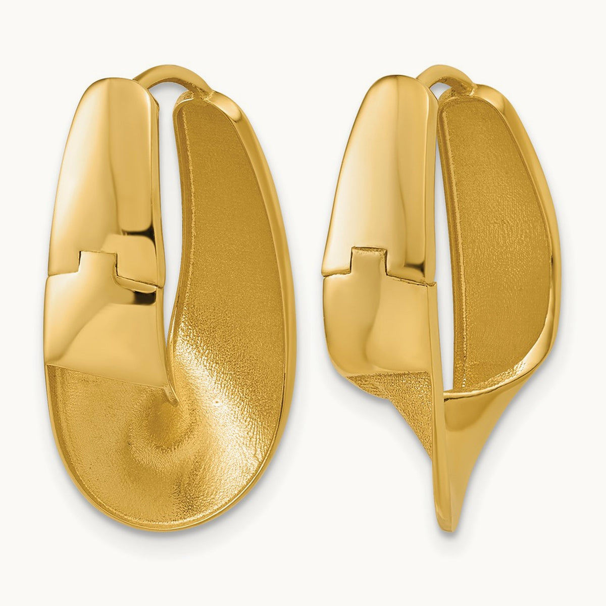 Polished Fancy Hinged Hoop Earrings, 10K — Leslie's