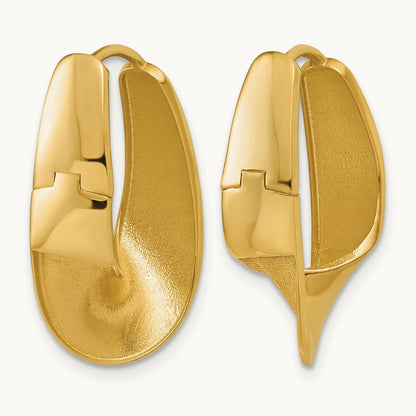Polished Fancy Hinged Hoop Earrings, 10K — Leslie's
