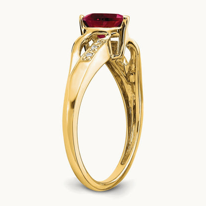 Created Ruby and Lab-Grown Diamond Heart Ring — 14K Yellow Gold, 7