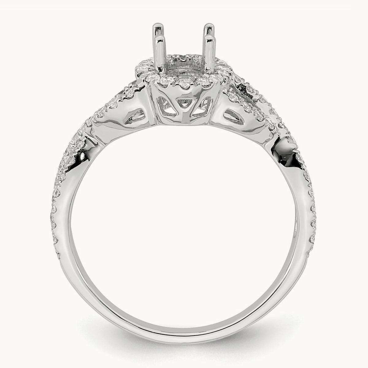 Oval Semi-Mount Halo Engagement Ring, 0.50 ct tw