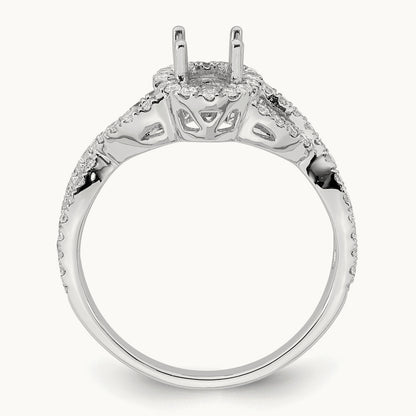 Oval Semi-Mount Halo Engagement Ring, 0.50 ct tw