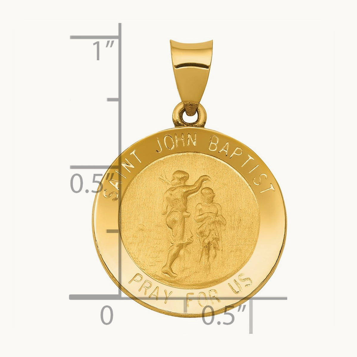 Polished and Satin St John Baptist Medal Hollow Pendant — photo set