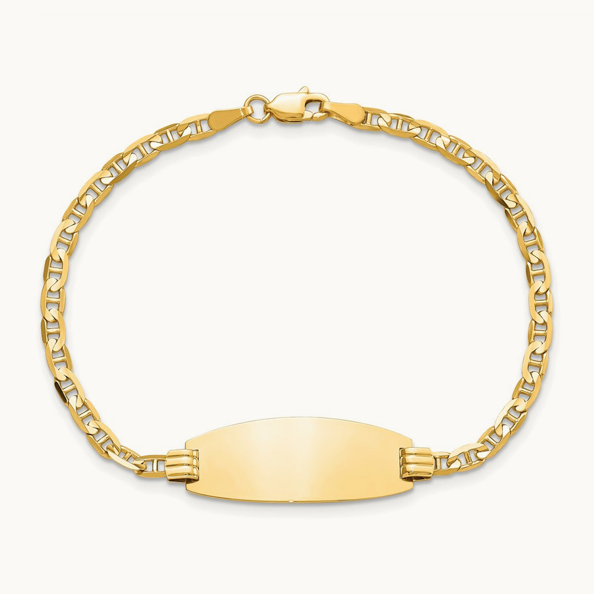 Oval Anchor ID Bracelet — 14K Yellow Gold, 7mm