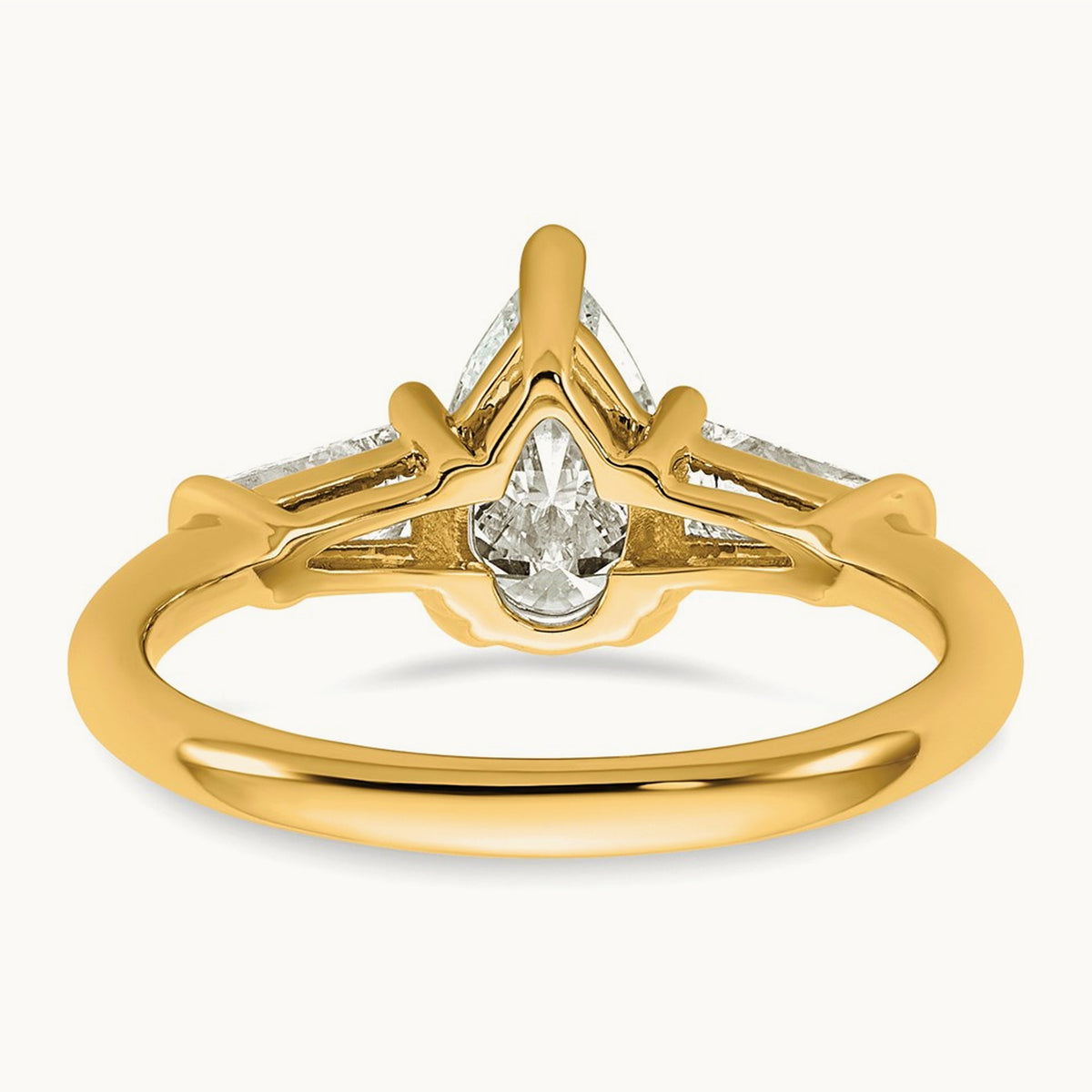 Pear/Baguette Engagement Ring, 1.50-6.75 ct tw Lab-Grown Diamond — 1 1/2 ct, 14K Yellow Gold