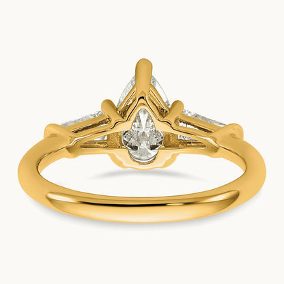 Pear/Baguette Engagement Ring, 1.50-6.75 ct tw Lab-Grown Diamond — 1 1/2 ct, 14K Yellow Gold