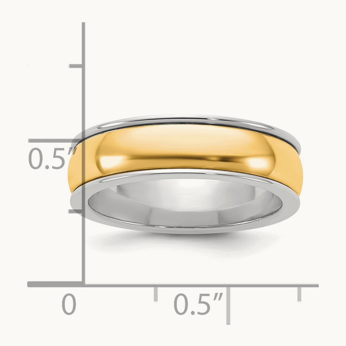 W/Y Half Round Wedding Band, 6mm, 14K Two-tone