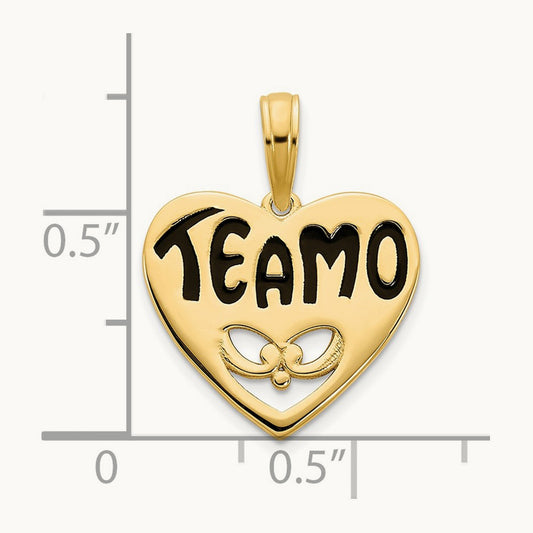 Epoxy Te amo Heart Charm, 14K Yellow Gold