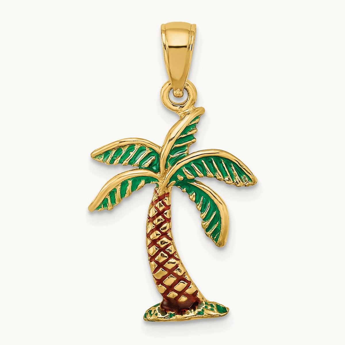 Enamel Palm Tree Charm, 14K