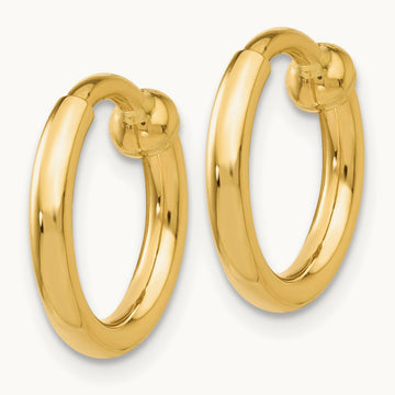 Non-Pierced Hoop Earrings, 14K