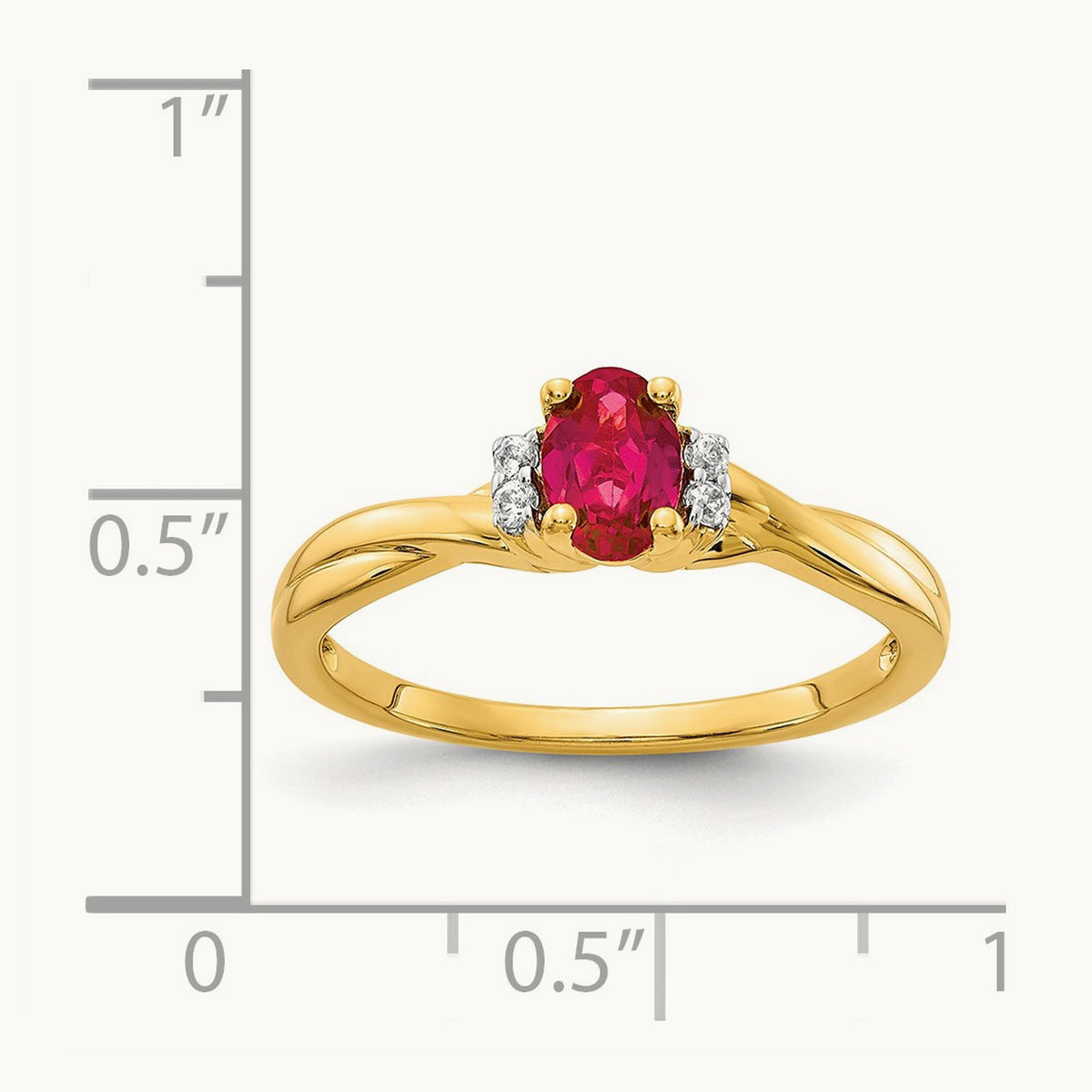 Diamond and Oval Ruby Ring, 14K