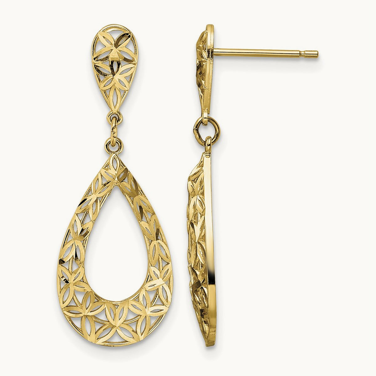 D/C Dangle Post Earrings, 14K