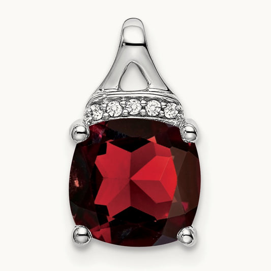 Cushion Garnet and Diamond Pendant — photo set